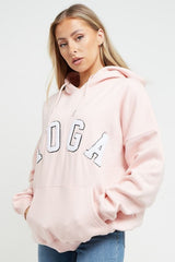 Peach Yoga Slogan Oversized Hoodie