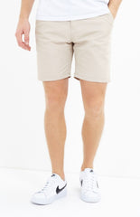 Mens Beige Slim Fit Chino Shorts