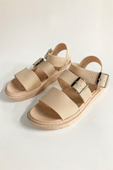 Beige Strappy Chunky Sandals