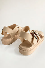 Beige Strappy Chunky Sandals