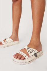 Beige Western Buckle Slider