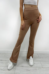 Mocha Basic Ribbed Flares