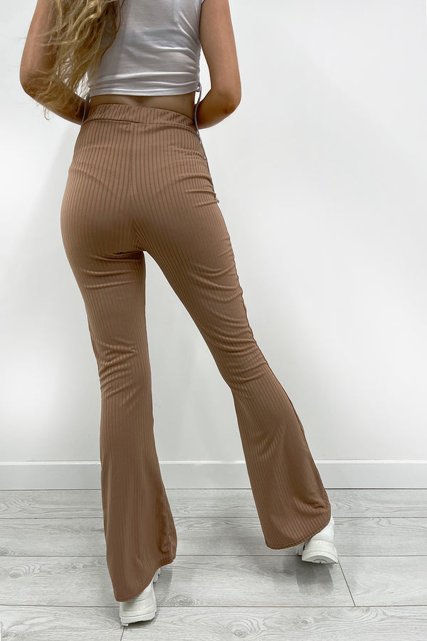 Mocha Basic Ribbed Flares