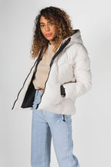 Beige Puffer Hooded Coat