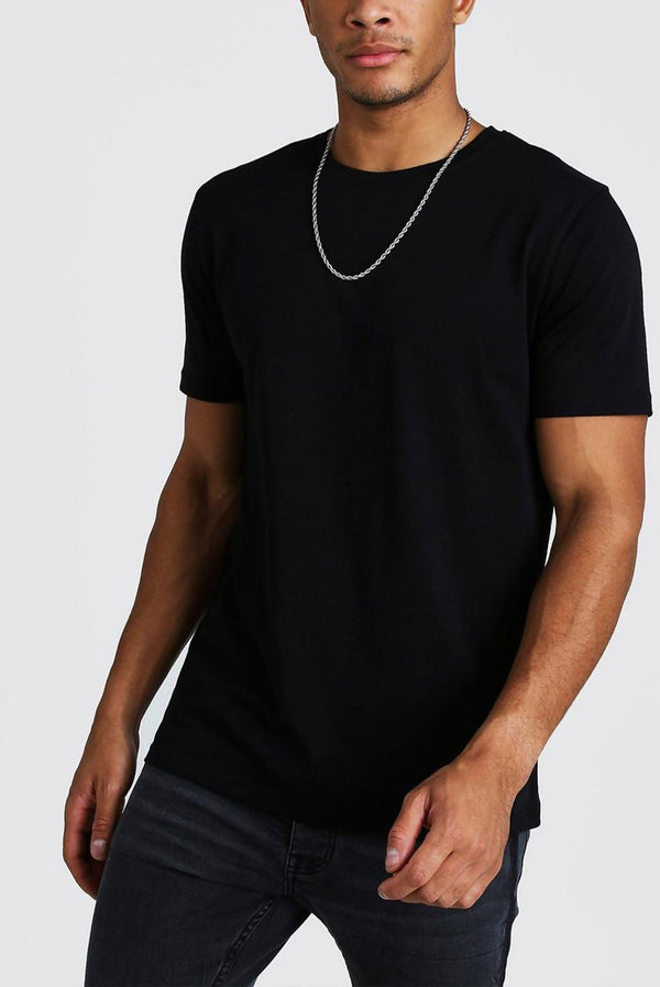 Mens Black Basic Crew Neck T-Shirt