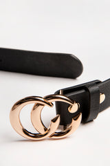Black CC Gold Buckle PU Belt