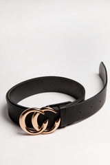 Black CC Gold Buckle PU Belt