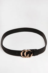 Black CC Gold Buckle PU Belt