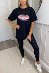 Black California Printed Oversized T-Shirt