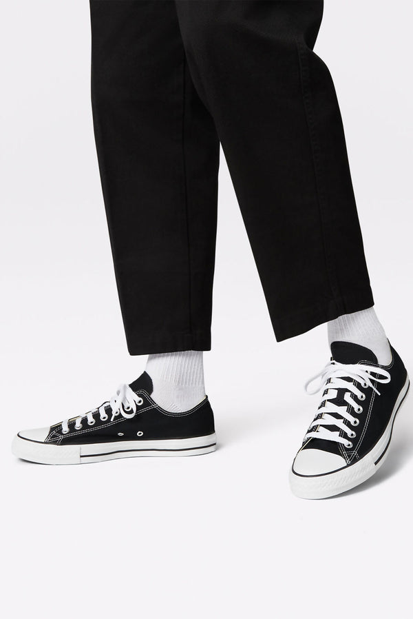 Mens Black Lace Up Canvas Flat Trainers