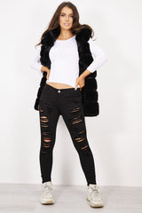 Black Extreme Ruched Ripped Jeans 