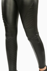 Black High Waisted Faux Leather Biker Leggings
