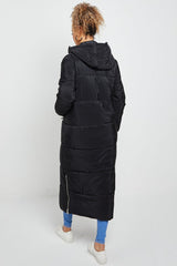 Black Hooded Maxi Puffer Coat
