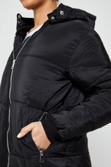 Black Hooded Maxi Puffer Coat