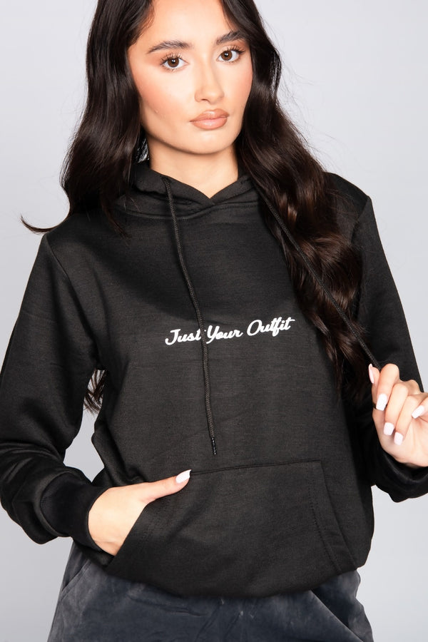 Black JYO Slogan Hoodie