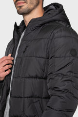 Mens Black Longmead Sqaure Quilted Longline Jacket