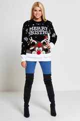 Black Merry Christmas Reindeer Jumper