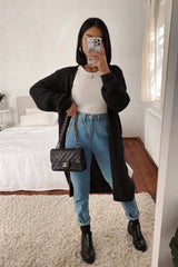 Stone Oversized Balloon Sleeve Knitted Cardigan