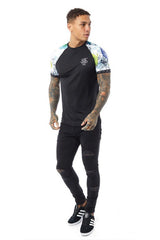 Mens Black Floral Printed T-Shirt