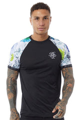 Mens Black Floral Printed T-Shirt