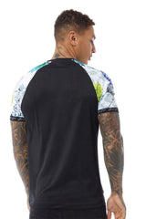 Mens Black Floral Printed T-Shirt