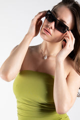 Black Rhinestone Square Frame Sunglasses