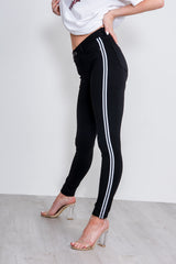 Black Side Striped Skinny Jeans