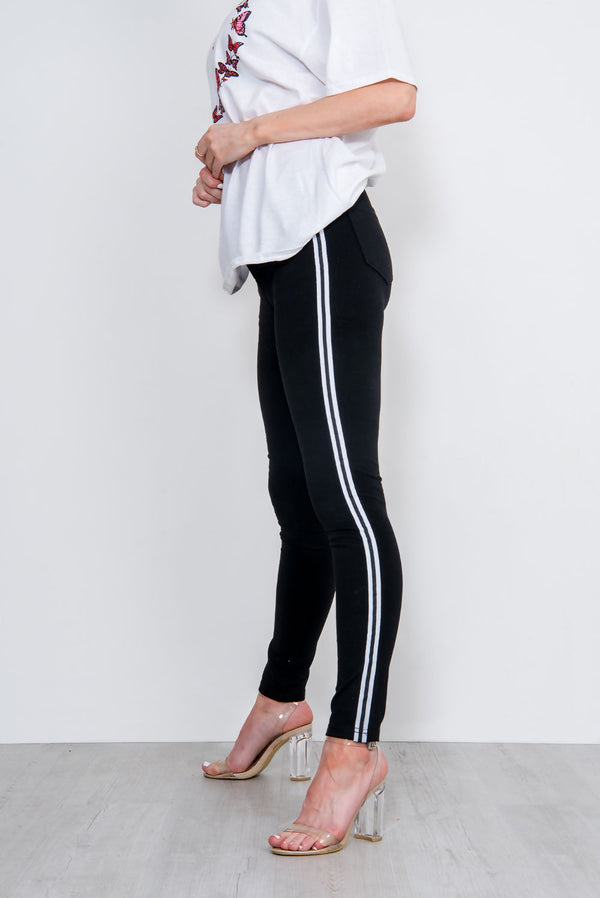 Black Side Striped Skinny Jeans