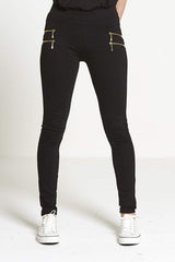 Black Zip Detail High Waisted Jeggings