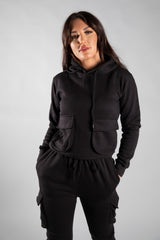 Black Cargo Hoodie And Joggers Co-Ord 