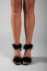 Black Faux Fur Heels 