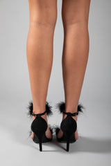 Black Faux Fur Heels 