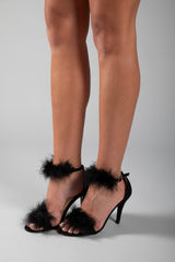 Black Faux Fur Heels 