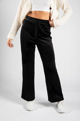 Black Ribbed Flared Joggers 