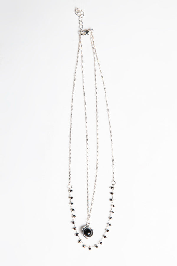 Black And Silver Layered Necklace