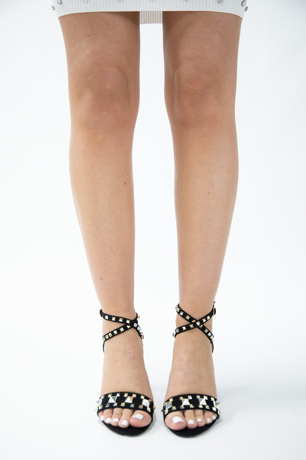 Black Studded Strappy Heels