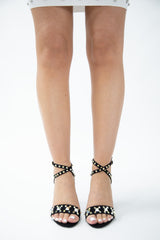 Black Studded Strappy Heels