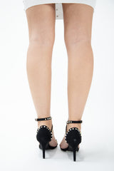 Black Studded Strappy Heels