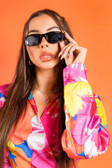 Black Y2K Chunky Square Sunglasses
