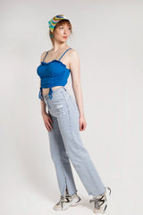 Blue Strappy Ruched Bralet