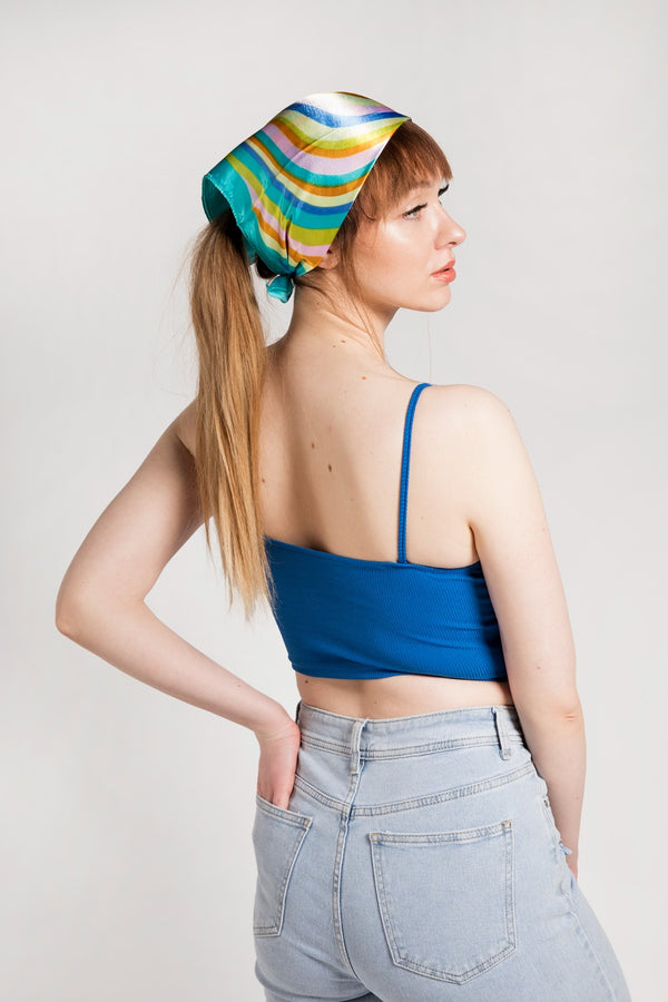 Blue Strappy Ruched Bralet