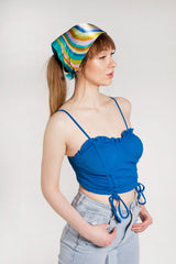 Blue Strappy Ruched Bralet