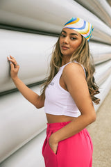 Blue Swirl Print Satin Bandana
