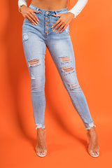 Blue Skinny Extreme Distressed Jeans