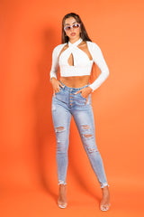 Blue Skinny Extreme Distressed Jeans