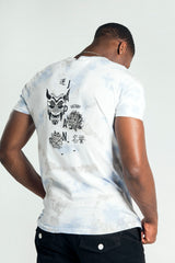 Mens Blue Tie Dye Dragon Print Graphic T-Shirt