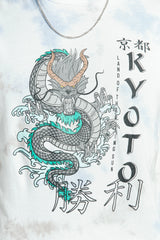 Mens Blue Tie Dye Dragon Print Graphic T-Shirt