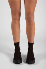 Brown Chunky Ankle Sock Boots