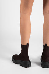 Brown Chunky Ankle Sock Boots