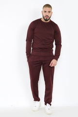 Brown Crew Sweatshirt And Pintuck Jogger Tracksuit